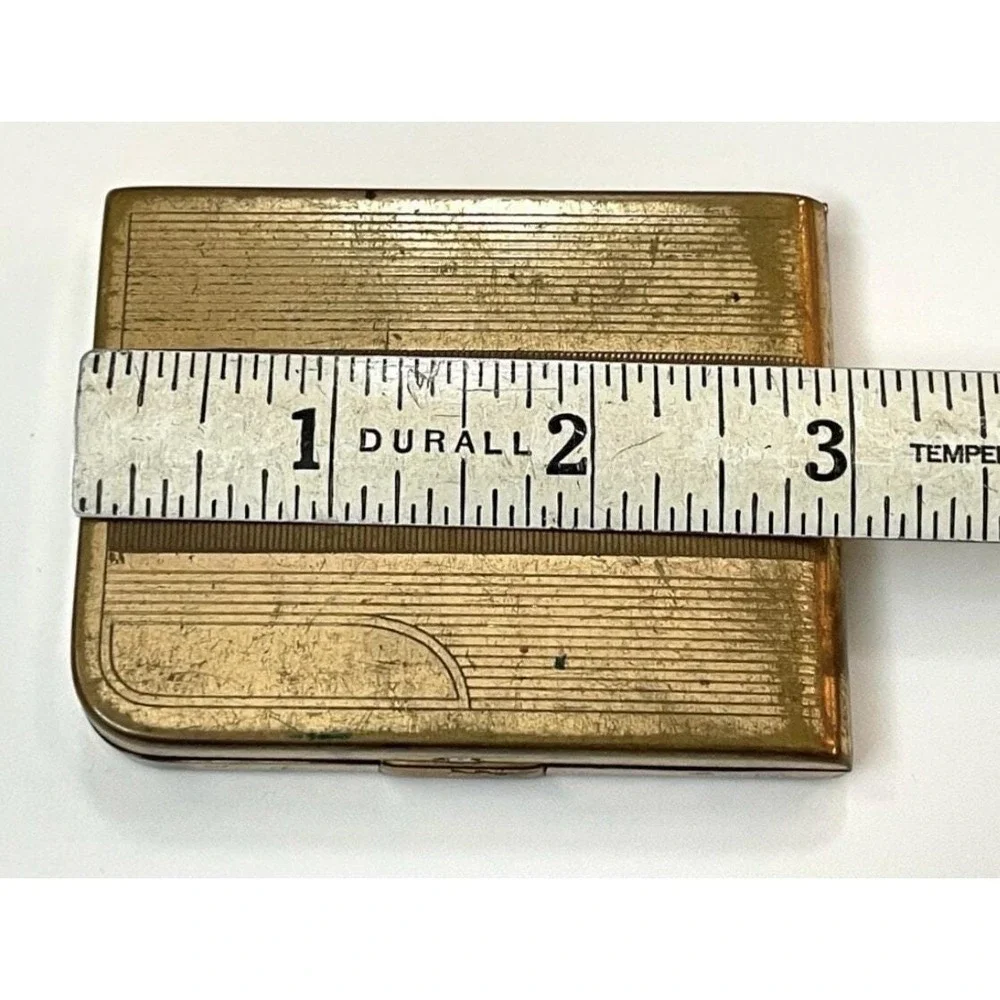 Vintage Brass Elgin Women's American Compact with Mirror Engraved Stripes